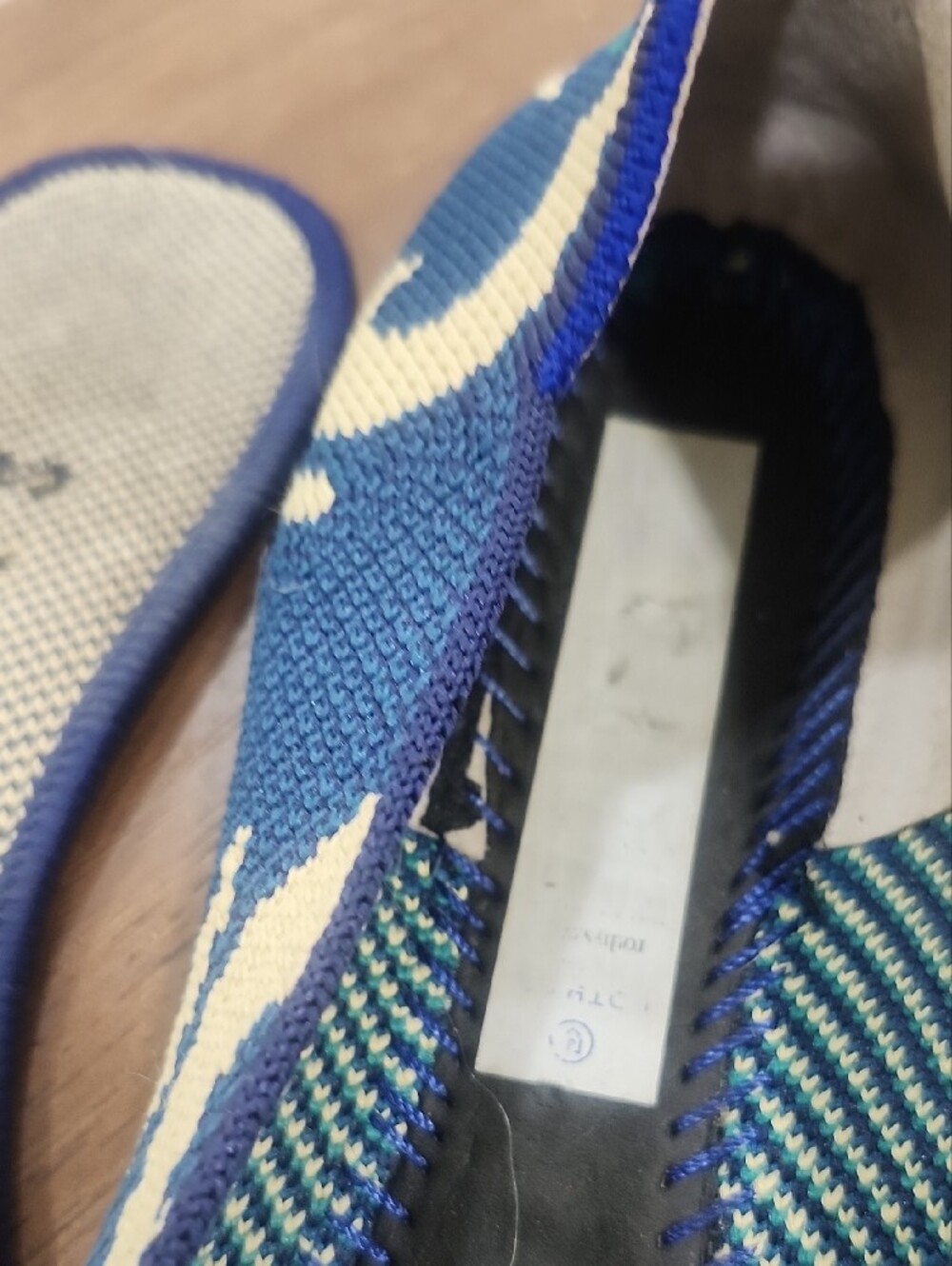 Rothy's Blue, Teal & Cream Knit Pointelle Flats - Picture 3 of 8